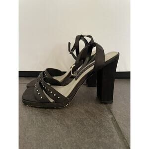 Vintage 90’s Chunky Strappy Heels Shoes Block Heel Black Funky Disco US 7.5